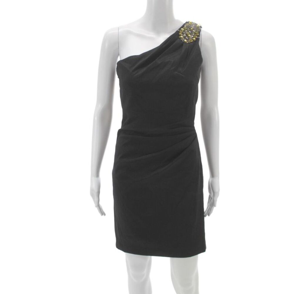 Hayden Women Black One Shoulder Sheath Cocktail Dress Size 4